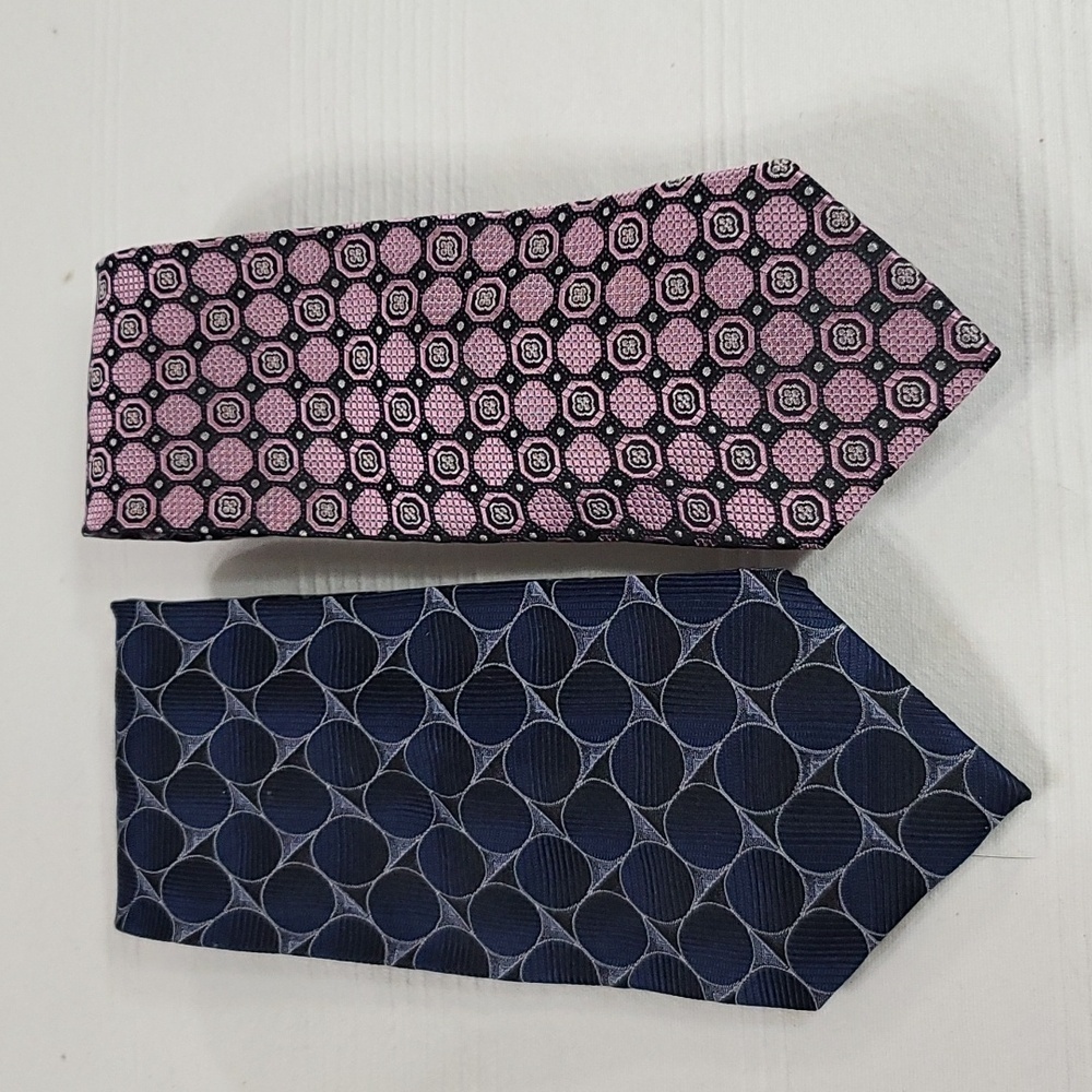 Mens Tie Bundle 2 100%Silk John Ashford(Navy GUC READ/Bruno Piattelli EUC 58-60"